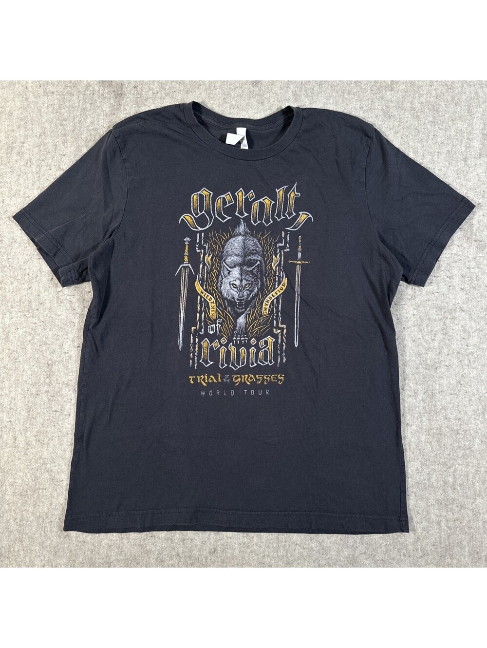 Geralt Of Rivia Trial Of Grasses World Tour T-shirt Medium? Charcoal Gray